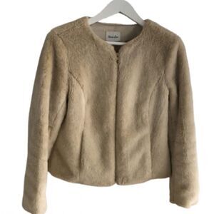 Steven Alan Lush & Plush Neutral Faux-Fur Jacket, Small, Cozy Chic Winter Coat